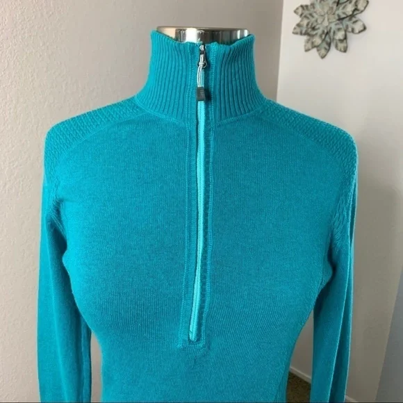 Eddie Bauer NWT Half Zip Knit Pullover Teal - Picture 5 of 12